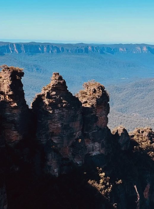 The Three Sisters seen from a Katoomba lookout above the Jamison Valley